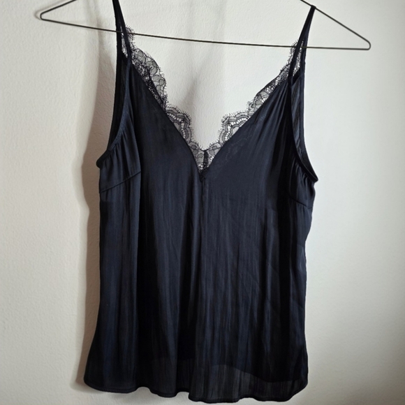 H&M Lace Trim V-Neck Cami Tank Whimsygoth Top Black Womens Size US 6 - Picture 2 of 6